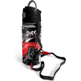Coral High 600 ml 11936 M11 Kids Siyah Kırmızı Anime Araba Desenli Pipetli Alüminyum Matara