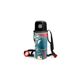 Coral High 600 ml 11941 M11 Kids Çivit Kırmızı Astronot Desenli Pipetli Alüminyum Matara