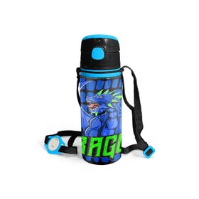 Coral High 600 ml 11942 M11 Kids Siyah Saks Ejderha Desenli Pipetli Alüminyum Matara
