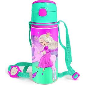 Coral High 600 ml 11952 M11 Kids Açık Pembe Mor Unicornlu Prenses Desenli Alüminyum Matara