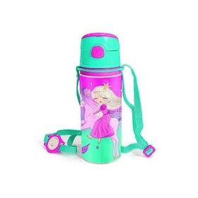 Coral High 600 ml 11952 M11 Kids Açık Pembe Mor Unicornlu Prenses Desenli Alüminyum Matara