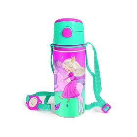 Coral High 600 ml 11952 M11 Kids Açık Pembe Mor Unicornlu Prenses Desenli Alüminyum Matara