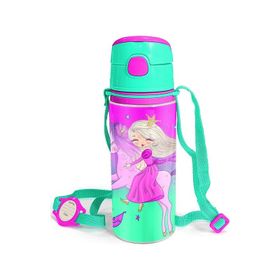 Coral High 600 ml 11952 M11 Kids Açık Pembe Mor Unicornlu Prenses Desenli Alüminyum Matara