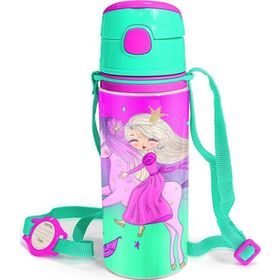 Coral High 600 ml 11952 M11 Kids Açık Pembe Mor Unicornlu Prenses Desenli Alüminyum Matara