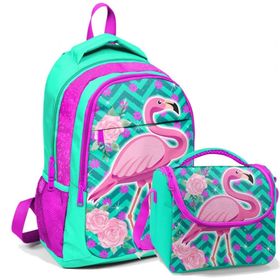 Coral High Beslenme Çantası Kız Çocuk Yeşil Flamingo - Yeşil Pembe Flamingo Okul Çantası