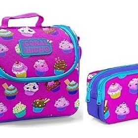 Coral High Beslenme Çantası Ve Kalemlik Takım - Pembe - Cupcake - Kız Çocuk Kalemlik