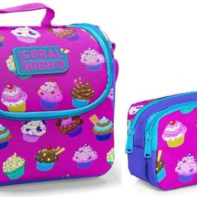 Coral High Beslenme Çantası Ve Kalemlik Takım - Pembe - Cupcake - Kız Çocuk Kalemlik