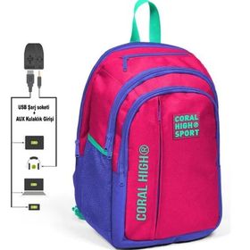 Coral High Coral High Sport Beş Gözlü Pembe Okul ve Günlük Sırt Çantası - Laptop+Tablet Bölmeli (Pembe) Okul Çantası