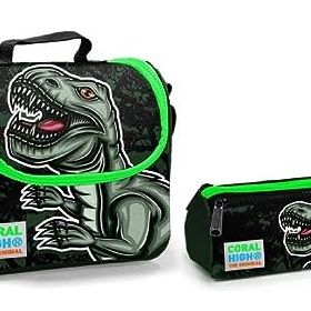 Coral High Dinazor Erkek Çocuk Beslenme Çantası + Kalemlik + Thermo Beslenme Çantası