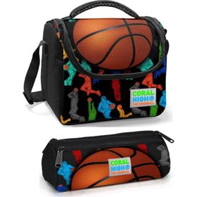 Coral High Erkek Çocuk Siyah Turuncu Basketbol Beslenme Çantası Seti