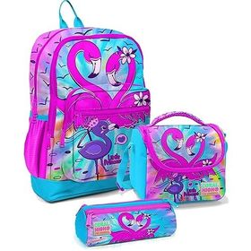Coral High Flamingo Kız Çocuk İlkokul Seti Mavi - Pembe Okul Çantası