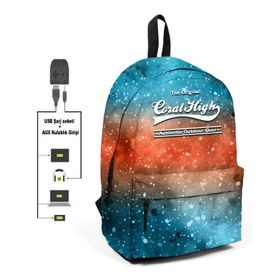 Coral High Galaksi Desenli USB+AU Sırt Çantası Okul ve Günlük