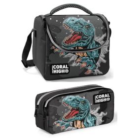 Coral High Gri Dinazor Erkek Çocuk Beslenme Çantası Seti