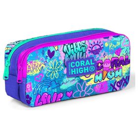 Coral High Iki Bölmeli Kız Çocuk Lavanta Grafiti Kalem Çantası Kalemlik