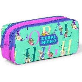 Coral High Iki Bölmeli Kız Çocuk Yeşil Pembe Kalem Çantası Kalemlik