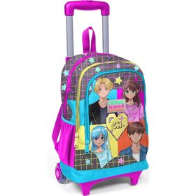Coral High Işıklı Tekerlekli Anime Çekçek Kız Çocuk Gri Çok Renkli Okul Çantası