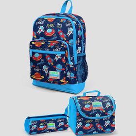 Coral High K74SET02 Thermo Beslenme Çantası Kids Lacivert Mavi Uzay Desenli Dört Bölmeli Okul Sırt Çantası