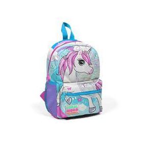Coral High Kids 23511 Mavi Neon Pembe Unicorn Desenli İki Bölmeli Yuva Sırt Çantası