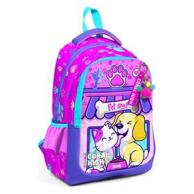 Coral High Kids 23646 Kedi Köpek Desenli Üç Bölmeli Okul Sırt Çantası