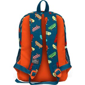Coral High Kids Civit Neon Turuncu Kaykay Desenli Dört Bölmeli Okul Sırt Çantası