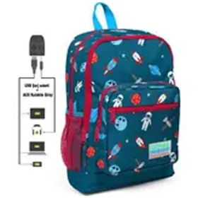 Coral High Kids Dört Gözlü Astronot Baskılı Usb+aux Soketli Erkek Çocuk İlkokul Çantası