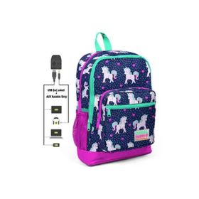 Coral High Kids Dört Gözlü Kız Çocuk İlkokul Kuğu Desenli Usb+aux Soketli Okul Çantası