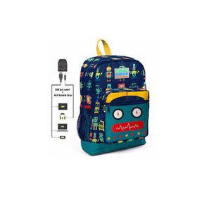 Coral High Kids Dört Gözlü- Robot Baskılı Usb+aux Soketli Erkek Çocuk İlkokul Çantası