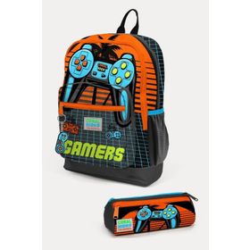 Coral High Kids Gri Turuncu Gamer Desenli 2Li Okul Canta Seti - Erkek Cocuk Okul Çantası