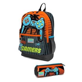 Coral High Kids Gri Turuncu Gamer Desenli 2Li Okul Canta Seti - Erkek Cocuk Okul Çantası