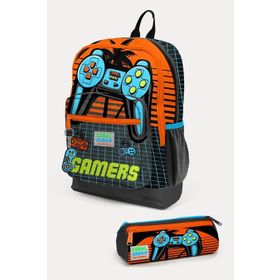 Coral High Kids Gri Turuncu Gamer Desenli 2Li Okul Canta Seti - Erkek Cocuk Okul Çantası