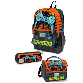 Coral High Kids Gri Turuncu Gamer Desenli 3’Lu Okul Canta Seti - Erkek Cocuk Okul Çantası