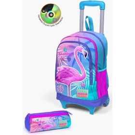 Coral High Kids Lavanta Pembe Flamingo Desenli Çekçekli 2'li Çanta Seti GOSET0223905 - İlköğretim Okul Çantası