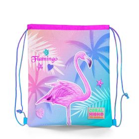 Coral High Kids Lavanta Pembe Flamingo Desenli Ipli Büzgülü Sırt Çantası 22461 Okul Çantası