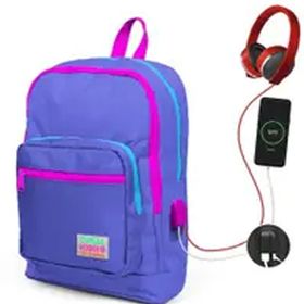 Coral High Kids Mavi USB Şarjlı Kulaklık Çıkışlı Okul Sırt Çantas