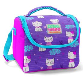Coral High Kids Mor Kedi Desenli Thermo Beslenme Çantası