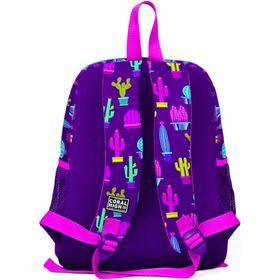 Coral High Kids Mor Pembe Kaktüs Desenli 23305 23293 İki Bölmeli Okul Sırt Çantası