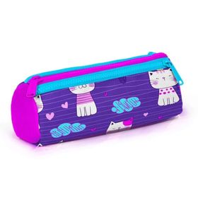 Coral High Kids Mor Pembe Kedi Desenli Usbli 3’lü Seti - Kiz Cocuk Okul Çanta