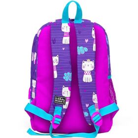 Coral High Kids Mor Pembe Kedi Desenli Usbli 3’lü Seti - Kiz Cocuk Okul Çanta