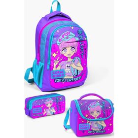 Coral High Kids Mor Pembe Mavi Simli K-Pop Desenli 3’lü Okul Çanta Seti SET0114403 Okul Çanta