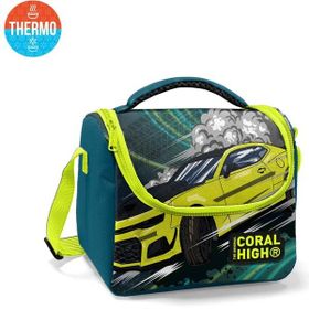 Coral High Kids Nefti Fosforlu Sarı Araba Desenli Thermo Beslenme Çantası