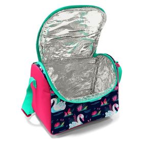 Coral High Kids Neon Mercan Lacivert Kuğu Desenli Thermo Beslenme Çantası