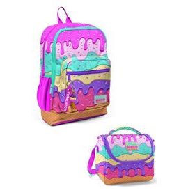 Coral High Kids Pembe Rengarenk Dondurma Desenli 2'li Okul Çanta Seti