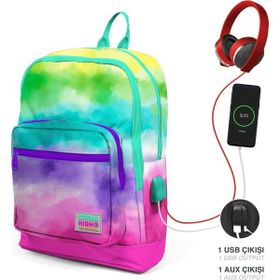 Coral High Kids Renkli Batik Desenli Dört Bölmeli Usb'li Okul Sırt Çantası 23839 K74.1 Okul Çantası