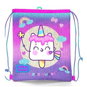 Coral High Kids Renkli Batik Unicorn Dondurma Desenli İpli Büzgülü Sırt Çantası 22685 Okul Çantası