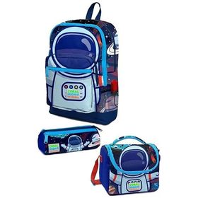 Coral High Kids Saks Mavi Astronot Desenli USB'li 3’lü Okul Çanta Seti - Erkek Çocuk Okul Çanta