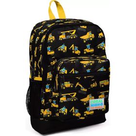Coral High Kids Siyah İş Makinaları Desenli USB Şarjlı Kulaklık Çıkışlı 23288 Okul Sırt Çantası