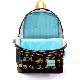 Coral High Kids Siyah İş Makinaları Desenli USB Şarjlı Kulaklık Çıkışlı 23288 Okul Sırt Çantası