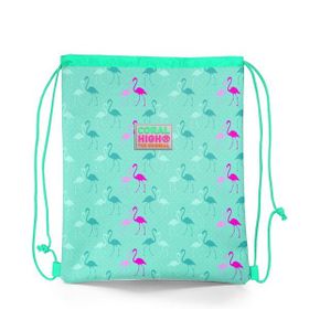 Coral High Kids Su Yeşili Neon Pembe Flamingo Desenli Ipli Büzgülü 22449 Okul Çantası