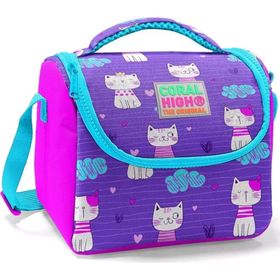 Coral High Kız Çocuk İlkokul Seti Pembe Mor Kedi Okul Çantası