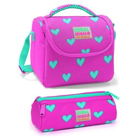 Coral High Kız Çocuk Pembe Kalp Beslenme Çantası Seti